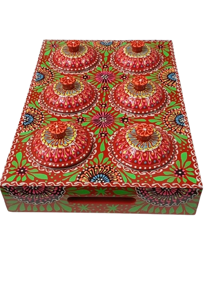 Truck Art 6 Jar Spice Box – Vibrant Wooden Storage Organizer - Image 6