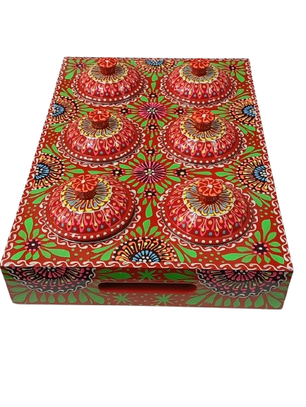 Truck Art 6 Jar Spice Box – Vibrant Wooden Storage Organizer - Image 4