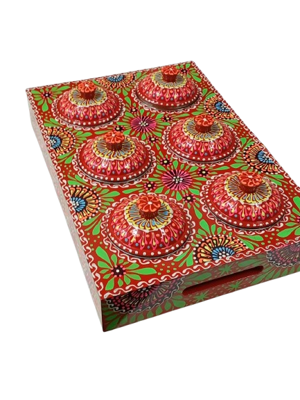Truck Art 6 Jar Spice Box – Vibrant Wooden Storage Organizer - Image 7