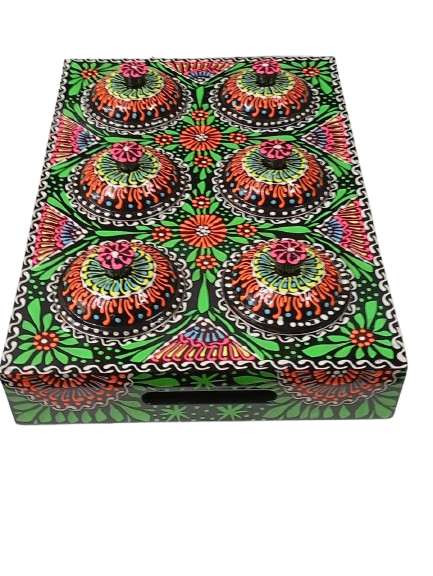 Truck Art 6 Jar Spice Box – Vibrant Wooden Storage Organizer - Image 4