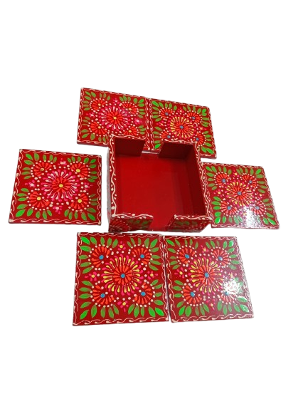 Truck Art Tea Coaster Set of 6 with Holder – Handmade Traditional Pakistani Design - Image 5