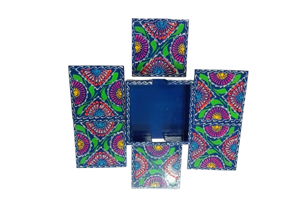 Truck Art Tea Coaster Set of 6 with Holder – Handmade Traditional Pakistani Design - Image 6