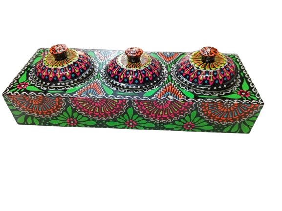 Truck Art 3 Jar Spice Box – Vibrant Wooden Storage Organizer - Image 5
