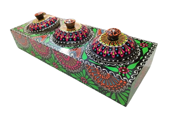Truck Art 3 Jar Spice Box – Vibrant Wooden Storage Organizer - Image 10
