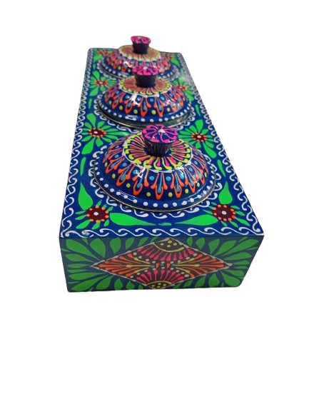 Truck Art 3 Jar Spice Box – Vibrant Wooden Storage Organizer - Image 7