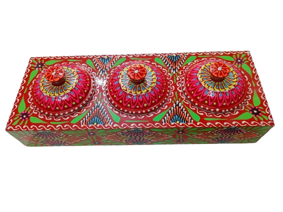 Truck Art 3 Jar Spice Box – Vibrant Wooden Storage Organizer - Image 7