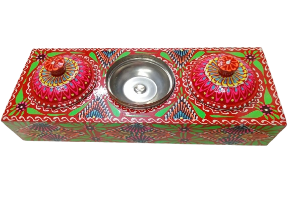 Truck Art 3 Jar Spice Box – Vibrant Wooden Storage Organizer - Image 10