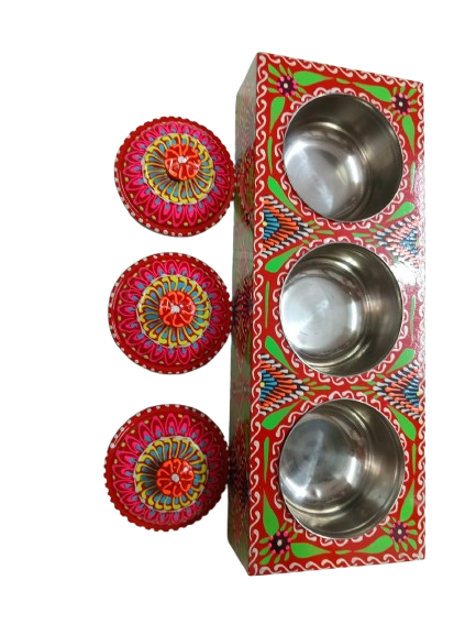 Truck Art 3 Jar Spice Box – Vibrant Wooden Storage Organizer - Image 8