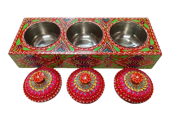 Truck Art 3 Jar Spice Box – Vibrant Wooden Storage Organizer - Image 9