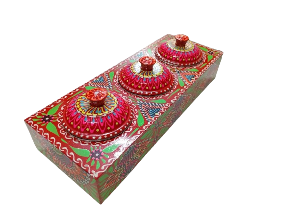 Truck Art 3 Jar Spice Box – Vibrant Wooden Storage Organizer - Image 11
