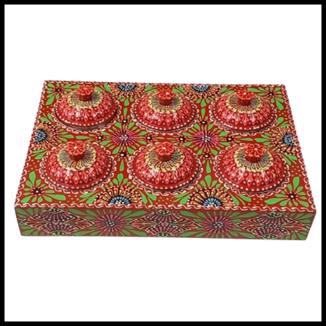 Truck Art 6 Jar Spice Box – Vibrant Wooden Storage Organizer - Image 3