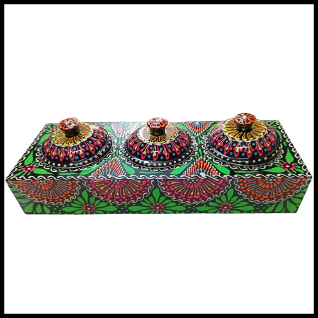 Truck Art 3 Jar Spice Box – Vibrant Wooden Storage Organizer - Image 3
