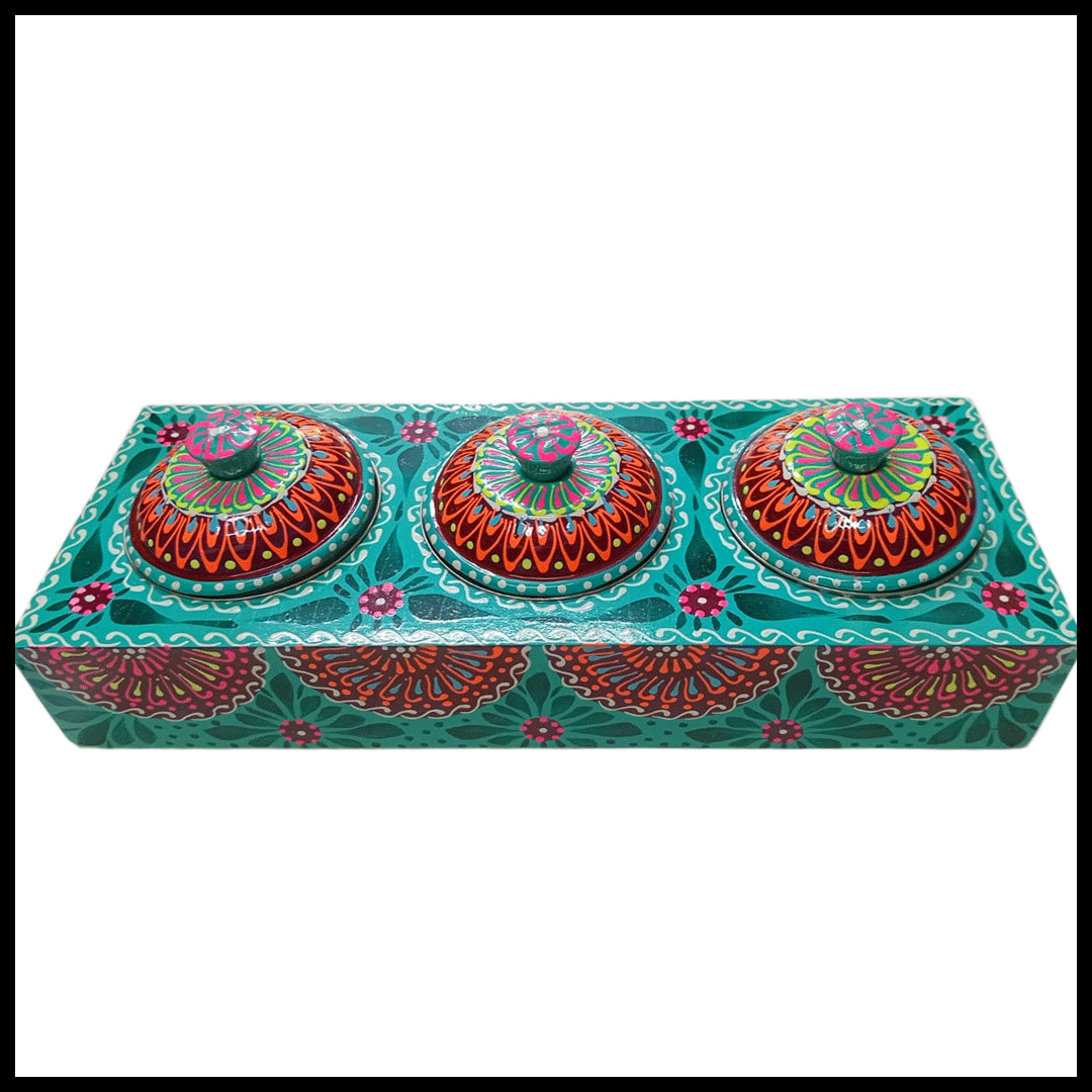 Truck Art 3 Jar Spice Box – Vibrant Wooden Storage Organizer - Image 3