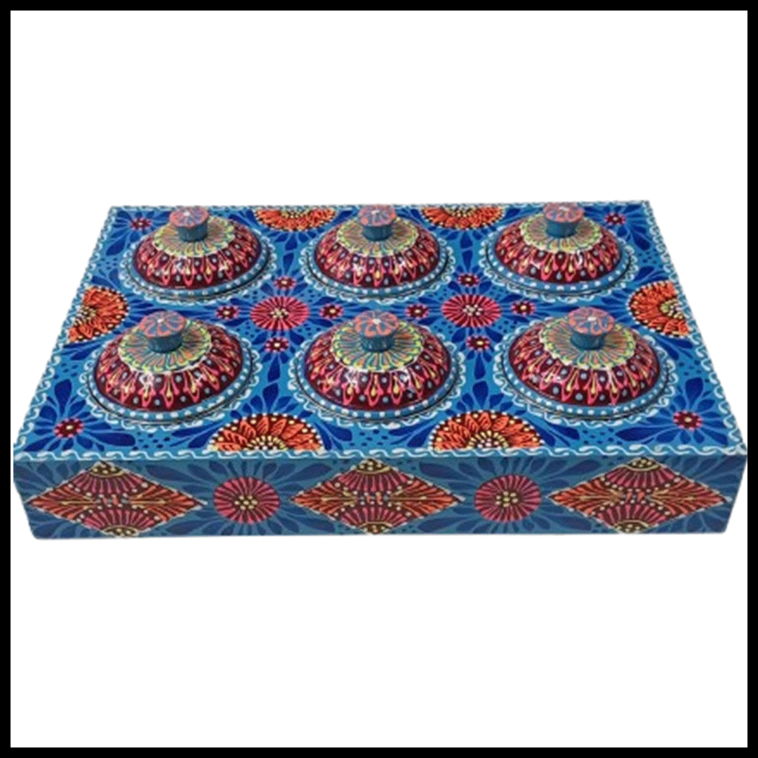 Truck Art 6 Jar Spice Box – Vibrant Wooden Storage Organizer - Image 3