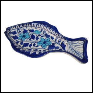 Blue Pottery Fish Tray (24cm × 14cm)