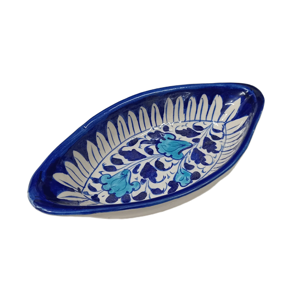 Handcrafted Blue Pottery Deep Bowl (23.5cm × 12cm) - Image 3