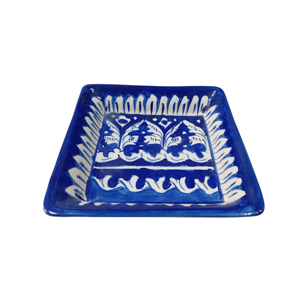 Handcrafted Blue Pottery Salad Tray (15cm × 15cm) - Image 3