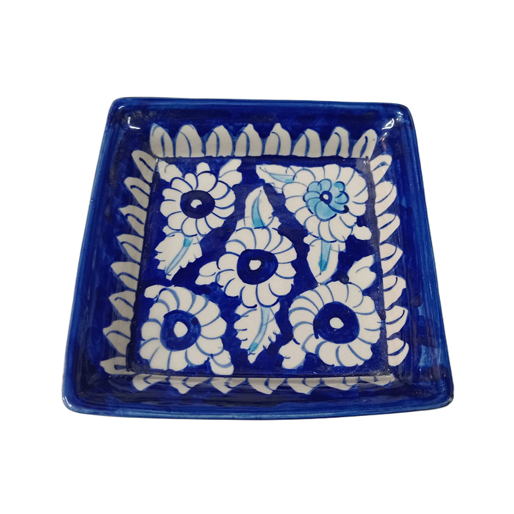 Handcrafted Blue Pottery Salad Tray (15cm × 15cm) - Image 3
