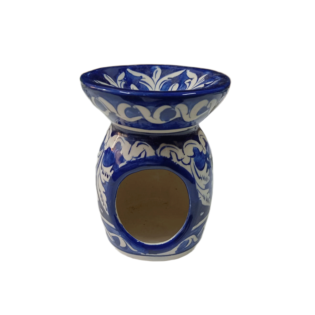 Handcrafted Blue Pottery Candle Holder (9cm × 11.5cm) - Image 3