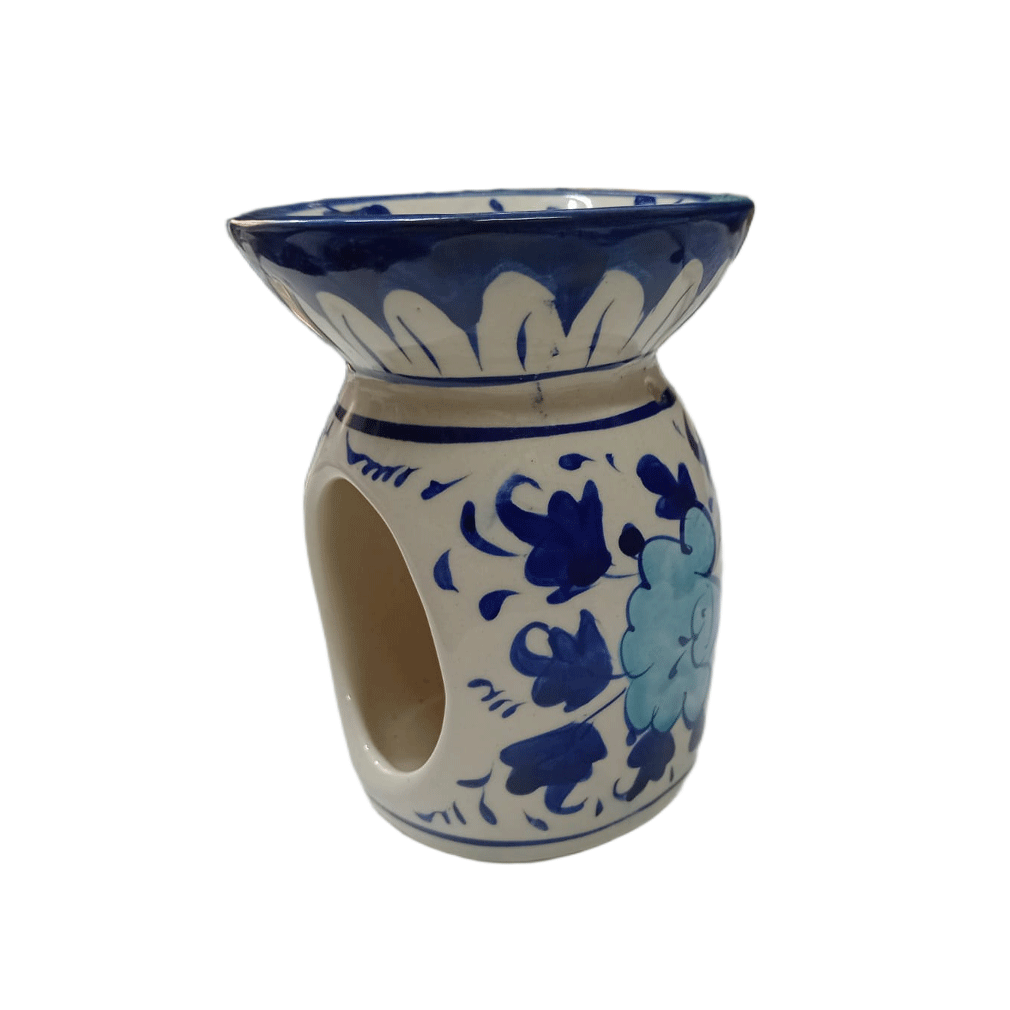 Handcrafted Blue Pottery Candle Holder (9cm × 11.5cm) - Image 3