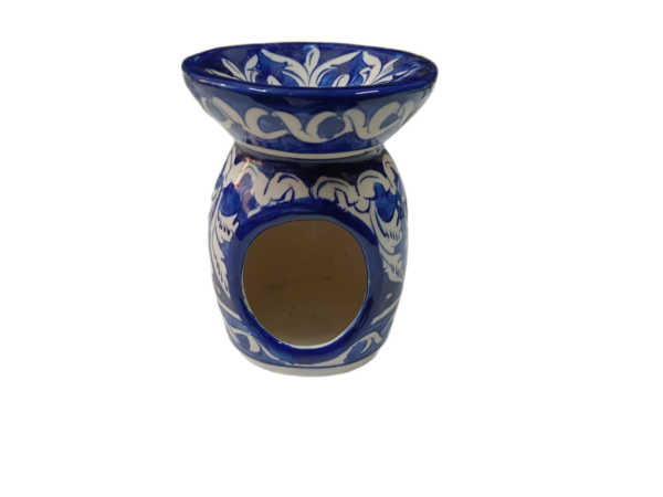 Handcrafted Blue Pottery Candle Holder (9cm × 11.5cm) - Image 4