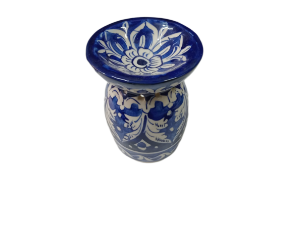 Handcrafted Blue Pottery Candle Holder (9cm × 11.5cm) - Image 5