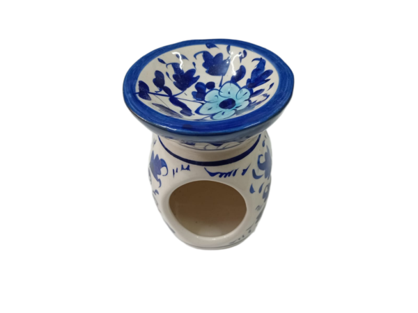 Handcrafted Blue Pottery Candle Holder (9cm × 11.5cm) - Image 6