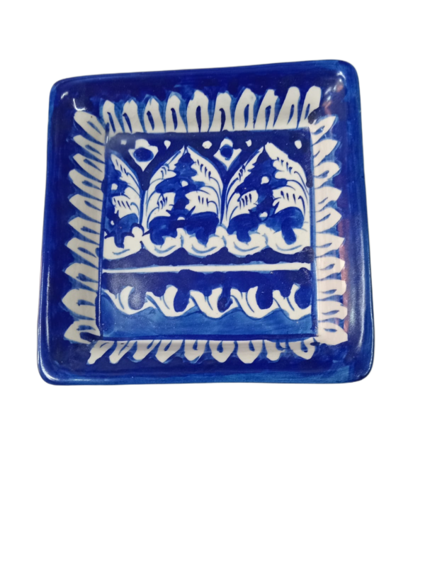 Handcrafted Blue Pottery Salad Tray (15cm × 15cm) - Image 7