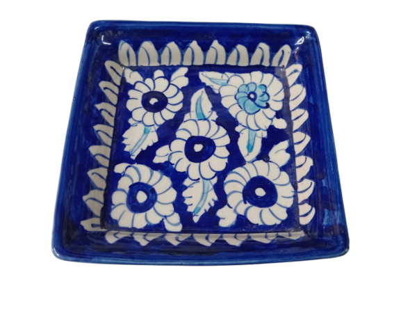 Handcrafted Blue Pottery Salad Tray (15cm × 15cm) - Image 5