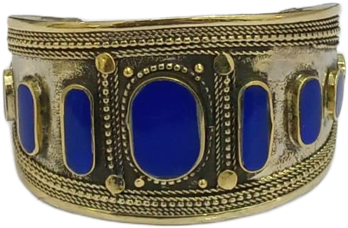 Afghani Antique Style Stone Cuff Bracelet - Image 3