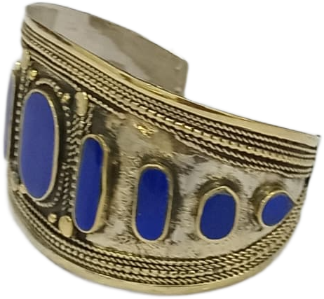 Afghani Antique Style Stone Cuff Bracelet - Image 6