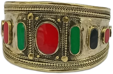 Afghani Antique Style Stone Cuff Bracelet - Image 8