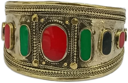 Afghani Antique Style Stone Cuff Bracelet - Image 9