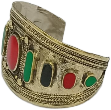 Afghani Antique Style Stone Cuff Bracelet - Image 5