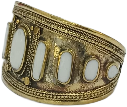 Afghani Antique Style Stone Cuff Bracelet - Image 3