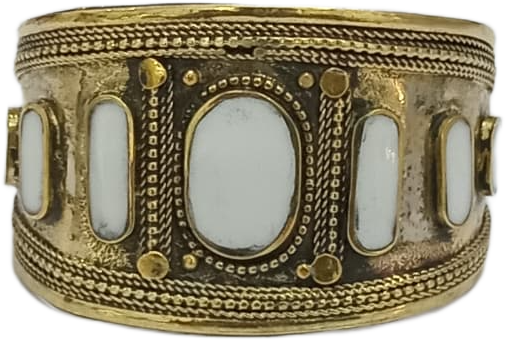 Afghani Antique Style Stone Cuff Bracelet - Image 4