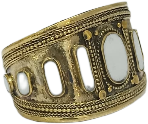 Afghani Antique Style Stone Cuff Bracelet - Image 6