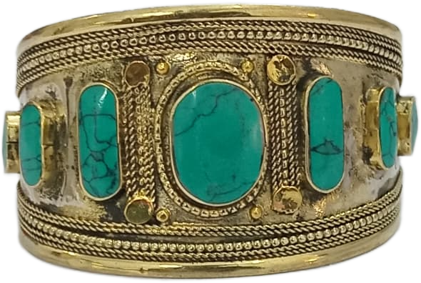 Afghani Antique Style Stone Cuff Bracelet - Image 4