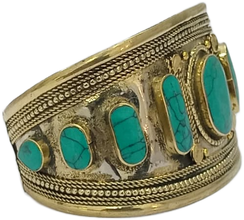 Afghani Antique Style Stone Cuff Bracelet - Image 6