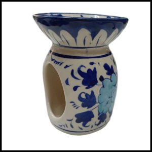 Handcrafted Blue Pottery Candle Holder (9cm × 11.5cm)