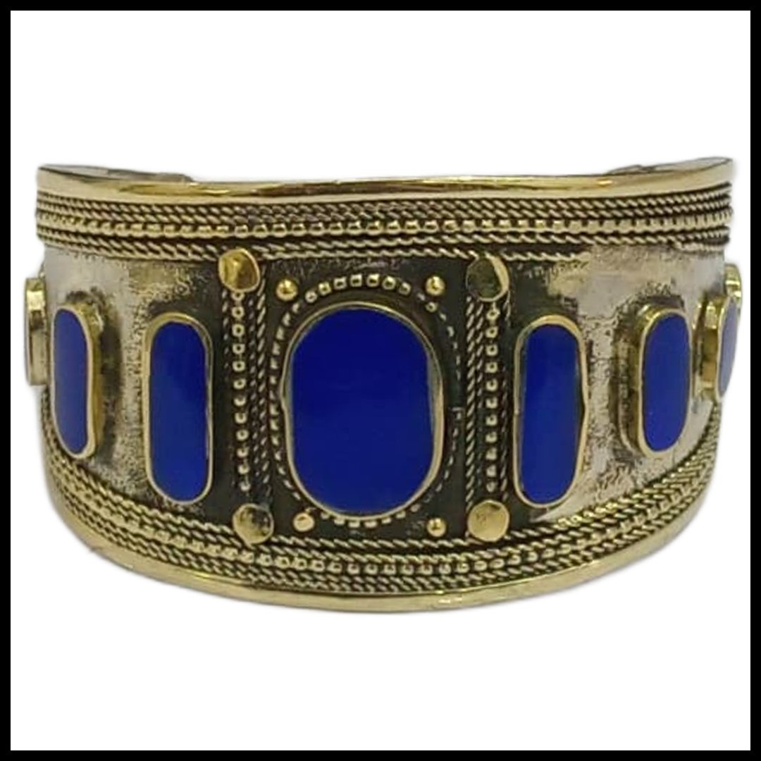 Afghani Antique Style Stone Cuff Bracelet