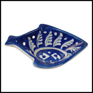 Handcrafted Blue Pottery Deep Bowl (18cm × 14cm)