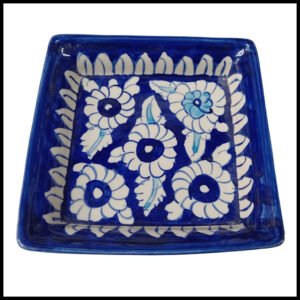 Handcrafted Blue Pottery Salad Tray (15cm × 15cm)