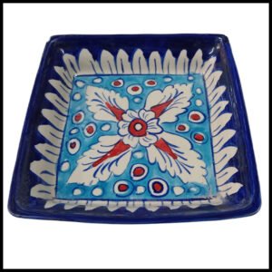 Handcrafted Blue Pottery Salad Tray (15cm × 15cm)