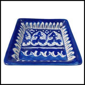 Handcrafted Blue Pottery Salad Tray (15cm × 15cm)