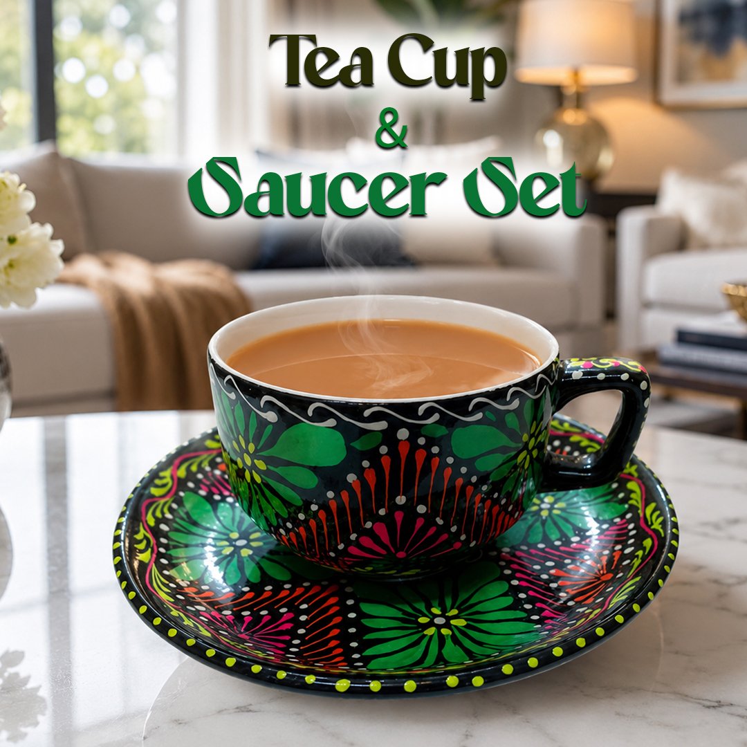 Hand-Painted Truck Art Tea Cup and Saucer Set