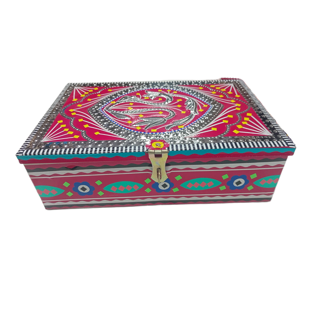 Chamakpatti Box: Real Truck Art Design for Storage and Decoration (W-27, H-19 cm) - Image 4