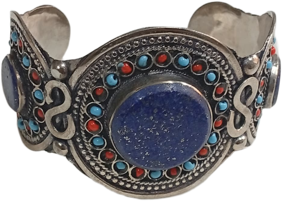 Elegant Afghani Stone Cuff Bracelet – Traditional Tribal Jewelry - Image 4
