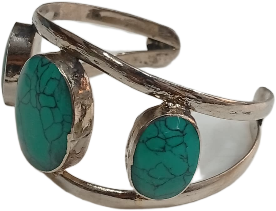 Elegant Afghani Stone Cuff Bracelet – Traditional Tribal Jewelry - Image 4