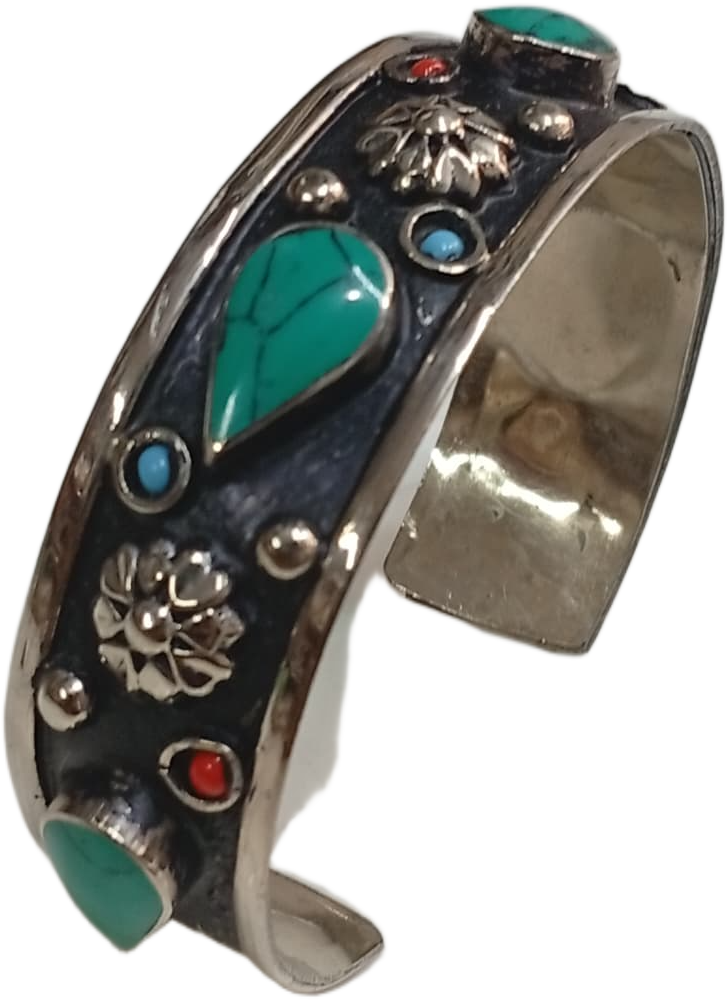 Elegant Afghani Stone Cuff Bracelet – Traditional Tribal Jewelry - Image 4